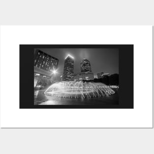 Boston MA Boston Reflecting Pool Fountain Black and White Posters and Art
